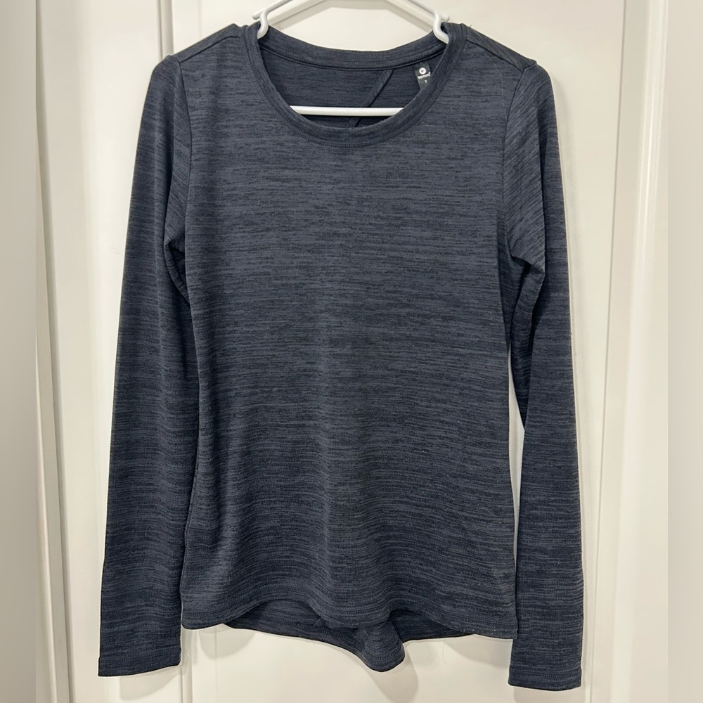 Women's Long-Sleeve Heathered Crewneck Yoga Top - Blue
